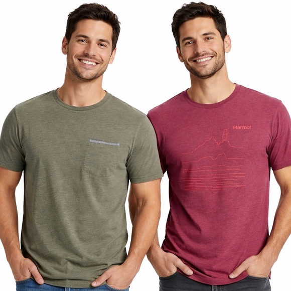 Marmot Other - Marmot and Levi Men's Olive and Maroon Short Sleeve Tees
